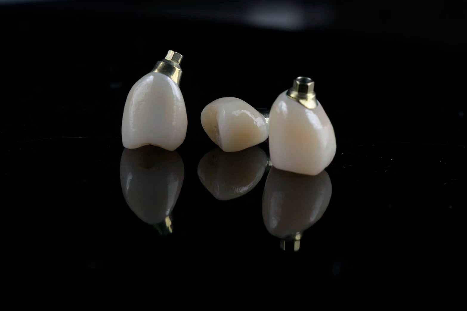 Single-unit implant crowns — close-up